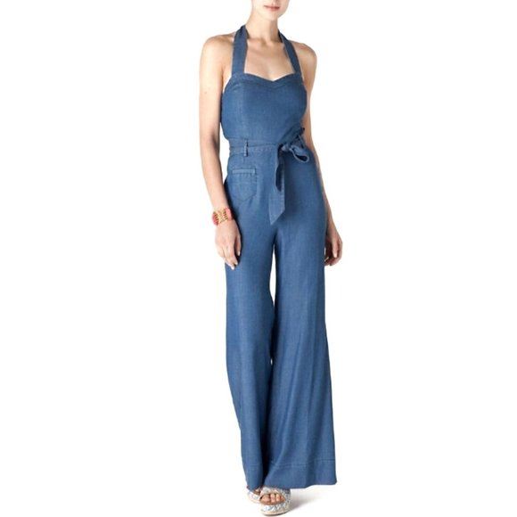 Elevenses Blue Halter Jumpsuit - Picture 1 of 13
